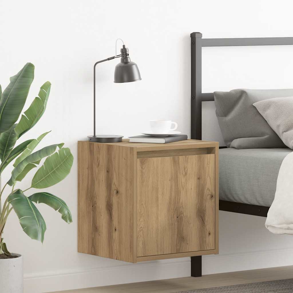 Wall-Mounted Bedside Cabinet Artisan Oak 38x34x40 cm